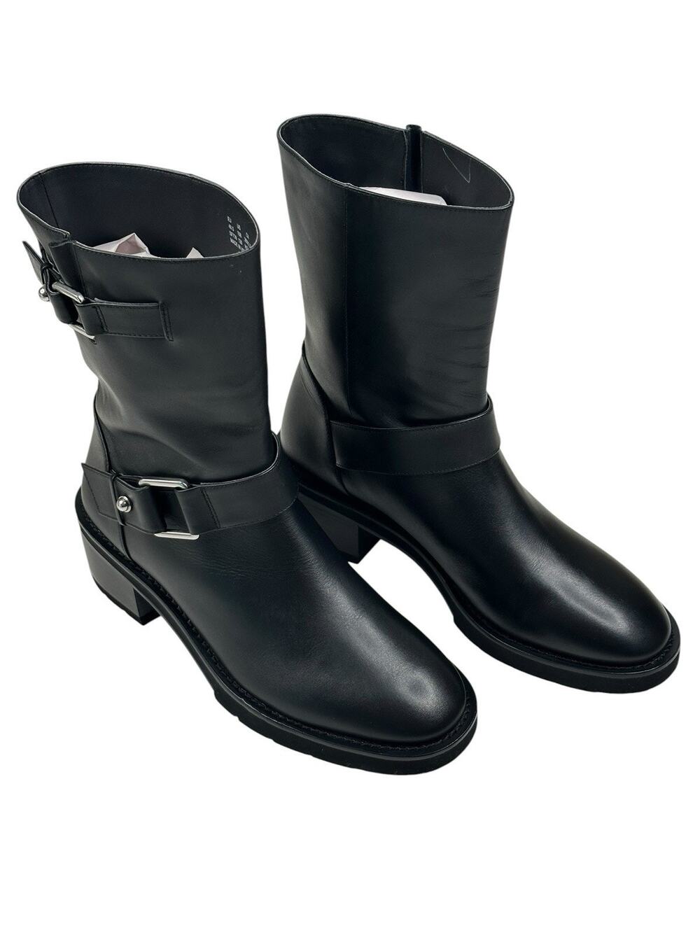 STUART WEITZMAN Boulevard Moto Bootie Black Leather Womens Size 10B New $650